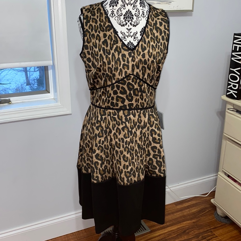 Taylor black and brown cheetah dress size 12 NWT